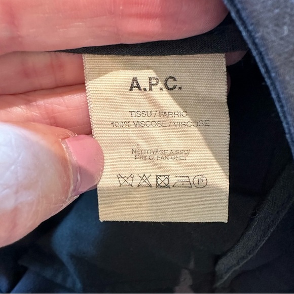 APC Paris Women’s Navy Trousers Menswear Style High Rise Pleated Front Straight - Picture 2 of 10